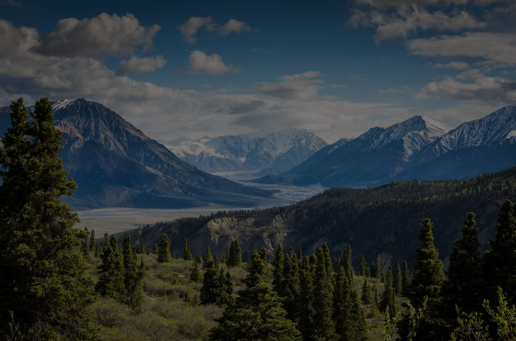 Snowy mountains by tundra in Variety National Park